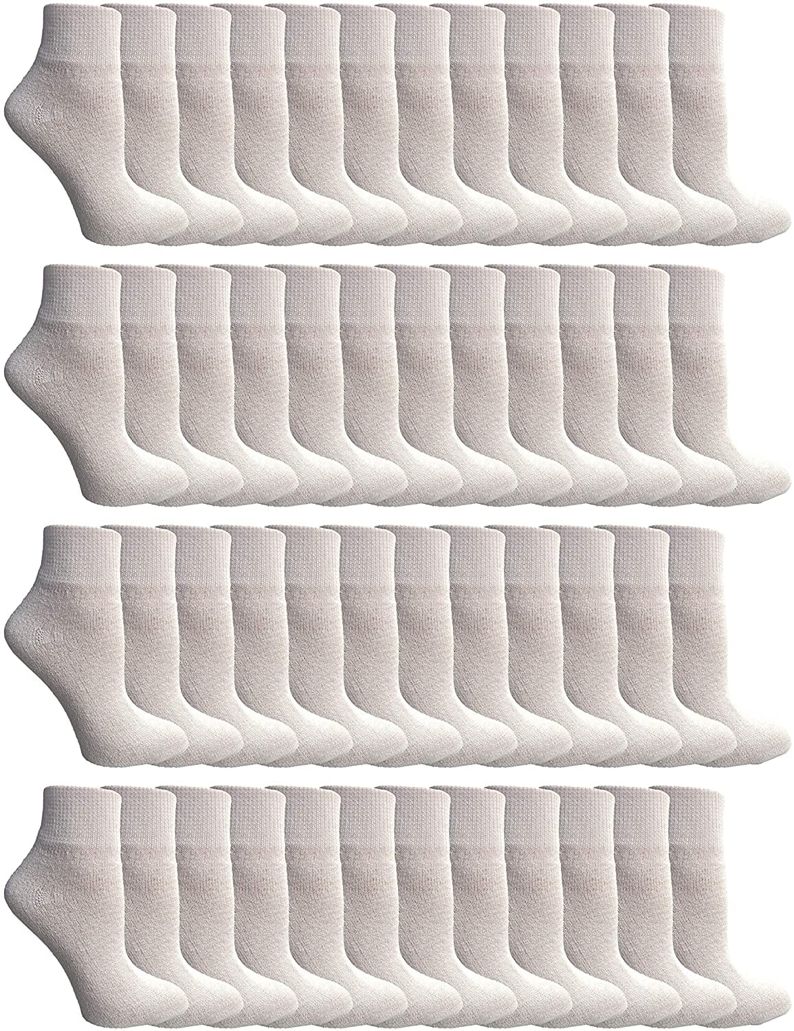 SOCKS'NBULK Mens & Womens Ankle Wholesale Bulk Pack Athletic Sports Socks (Womens 9-11 (Shoe size 5-10), 48 Pairs White)