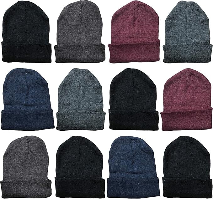 SOCKS'NBULK Mens Womens Warm Winter Stocking Hats in Assorted Colors, Mens Womens Unisex
