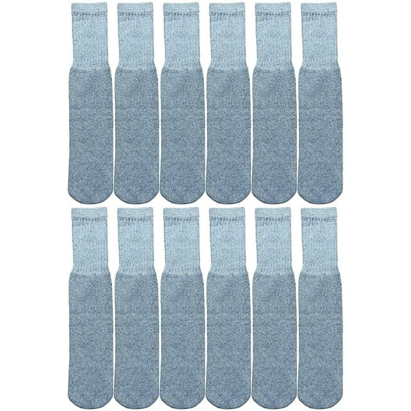 SOCKS'NBULK Mens & Womens Wholesale Bulk Cotton Tube Socks, Referee Style, (12 Pairs Gray, Mens 10-13 (Shoe Size 7-12))