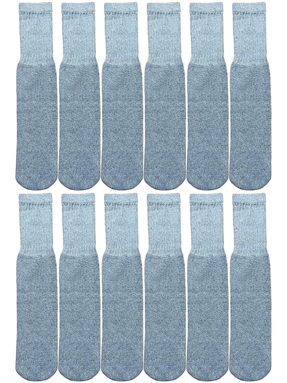 Mens & Womens Wholesale Bulk Cotton Tube Socks, Referee Style, (12 Pairs Gray, Mens 10-13 (Shoe Size 7-12))