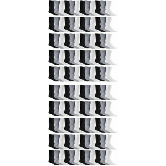 SOCKS'NBULK Mens & Womens Wholesale Bulk Sports Crew, Athletic Case Pack Socks (120 Paire Mixed Assorted, Mens 10-13 (Shoe Size 7-12))