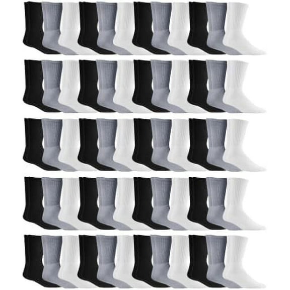 SOCKS'NBULK Mens & Womens Wholesale Bulk Sports Crew, Athletic Case Pack Socks, by SOCKS'NBULK (60 Pairs Mixed Assorted, Womens 9-11 (Shoe size 5-10))