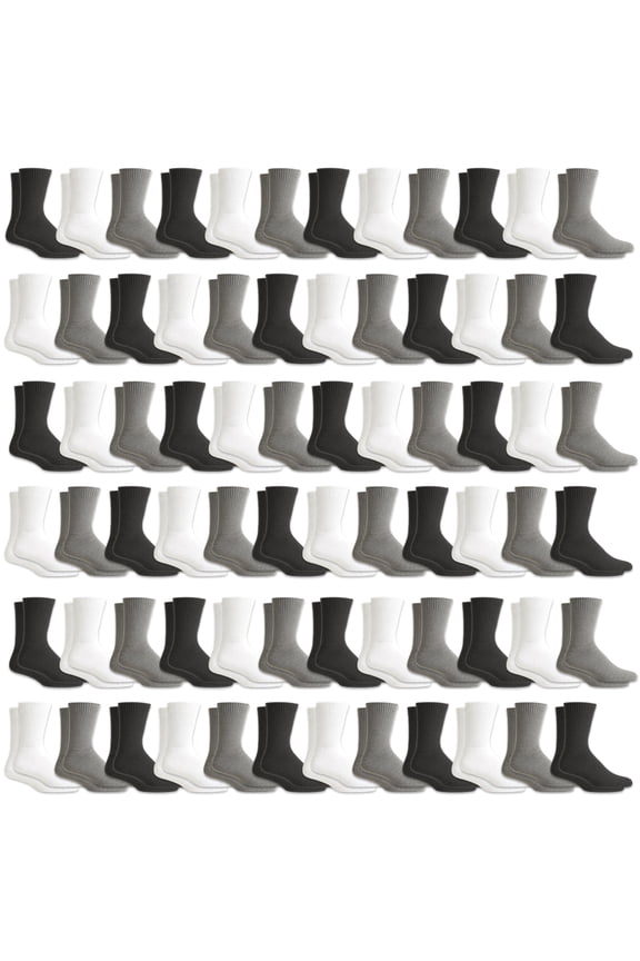 12 Pack Mens and Womens Sports Crew Socks, Wholesale Bulk Pack Athletic Sock Color Mix One Size