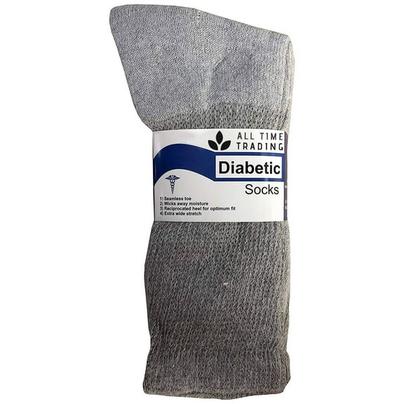 SOCKS'NBULK Physicians Approved Mens King Size Diabetics Cotton Crew Socks - Plus Size Wholesale Diabetic Crew Socks For Men - 13-16 - Gray - 120 Pack