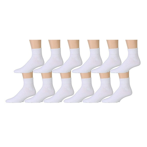 SOCKS'NBULK Value Pack of Mens Womens and Kids Ankle Socks, Wholesale Bulk Pack Athletic Sports Sock (Mens 10-13 (Shoe Size 7-12), 12 Pairs White)