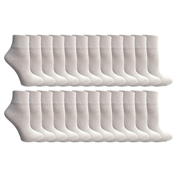 SOCKS'NBULK Value Pack of Mens Womens and Kids Ankle Socks, Wholesale Bulk Pack Athletic Sports Sock (Womens 9-11 (Shoe size 5-10), 24 Pairs White)