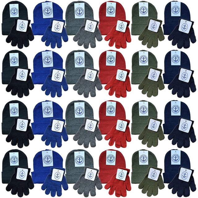 SOCKS'NBULK Wholesale Beanie and Glove Winter Bulk Kit, Kids Adults