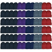 SOCKS'NBULK Wholesale Beanies Or Gloves, Bulk Thermal Winter Solid Hat Or Glove (60 Packs Assorted Solid Beanies)