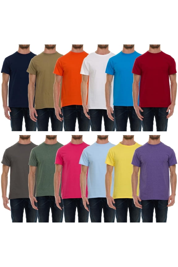 12 Pack of Wholesale Bulk Men's Cotton T-Shirt Tees, Big & Tall Plus Size Short Sleeve Lightweight T-Shirts, Size 6X-Large