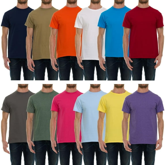 SOCKS'NBULK 12 Pack of Wholesale Bulk Men's Cotton T-Shirt Tees, Big & Tall Plus Size Short Sleeve Lightweight T-Shirts, Size XX-Large