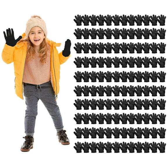 SOCKS'NBULK Wholesale Bulk Kids Gloves Mittens, Striped and Solid Colors Childrens