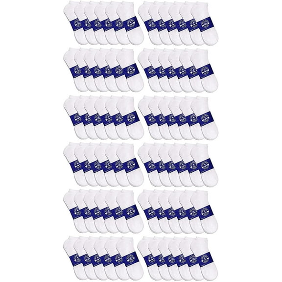 SOCKS'NBULK Wholesale Bulk Sport Cotton Unisex Crew, Ankle (60 Pairs Mens White)