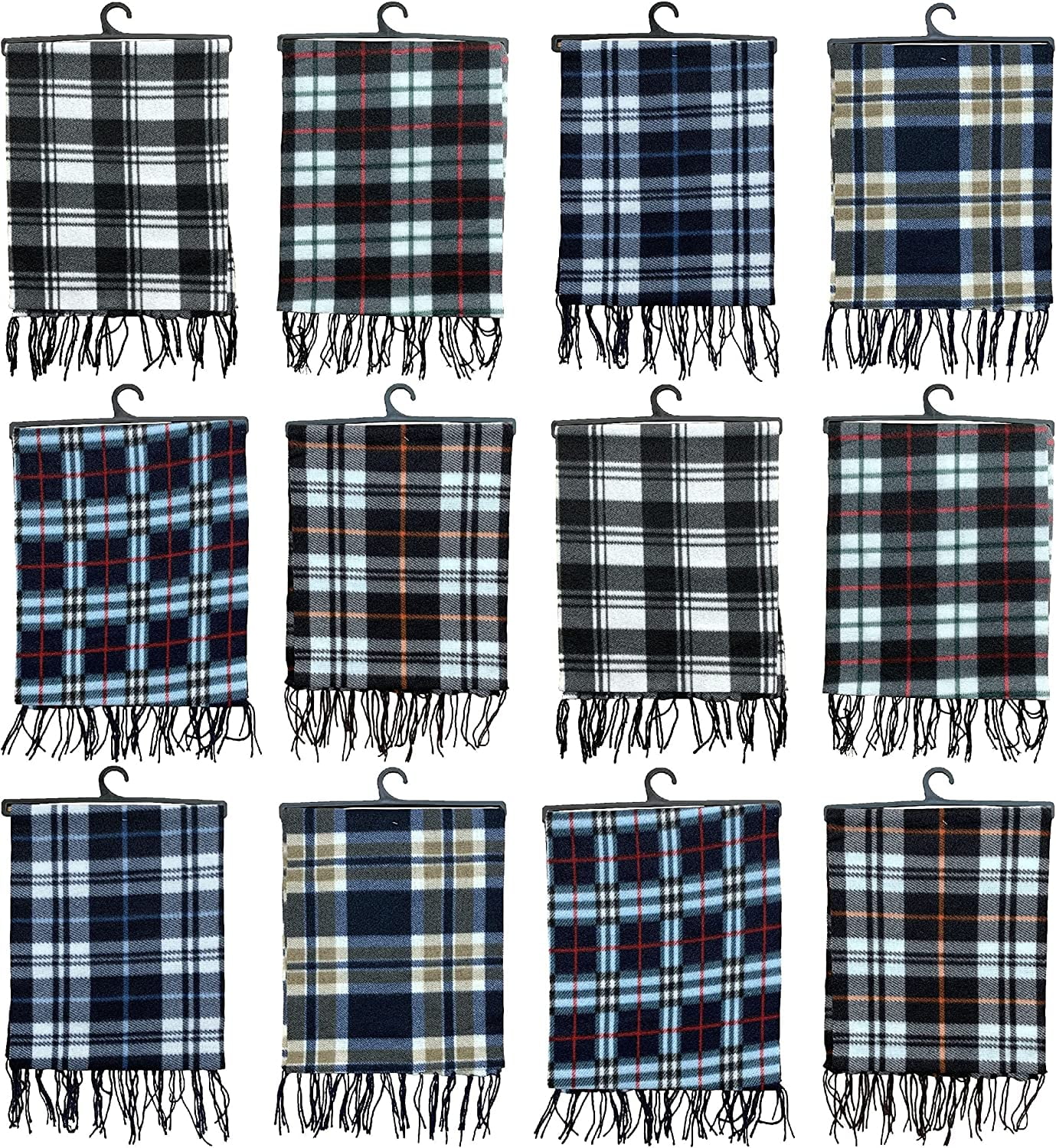 SOCKS'NBULK Wholesale Bulk Winter Fleece Scarf Solid Black And Plaid