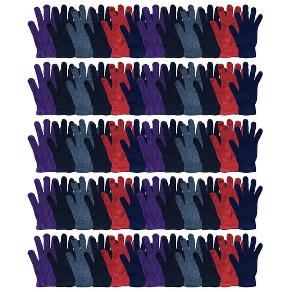 SOCKS'NBULK Wholesale Bulk Winter Magic Gloves Warm Brushed Interior, Stretchy Assorted Mens Womens
