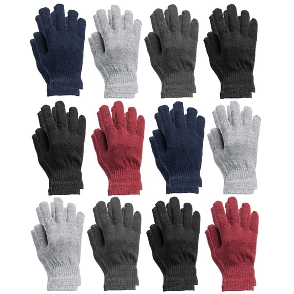 SOCKS'NBULK Wholesale Bulk Winter Magic Gloves Warm Brushed Interior, Stretchy Assorted Mens Womens
