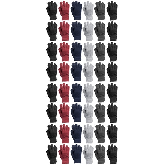 SOCKS'NBULK Wholesale Bulk Winter Magic Gloves Warm Brushed Interior, Stretchy Assorted Mens Womens