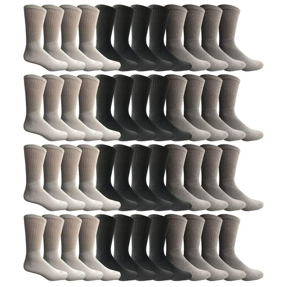 SOCKS'NBULK Wholesale Crew Socks, Men Women Children, Cotton Basic Wear (48 Pack Mix, 6-8)