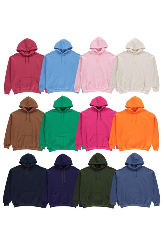 Wholesale Hoodie Sweatshirts, Men Womens Unisex Hoodies Cotton Blend, Bulk Adults Sweatshirt, Homeless Donation 12 PACK SIZE LARGE