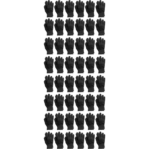 SOCKS'NBULK Winter Beanies & Gloves For Men & Women, Warm Thermal Cold Resistant Bulk Packs (48 PAIRS BLACK)