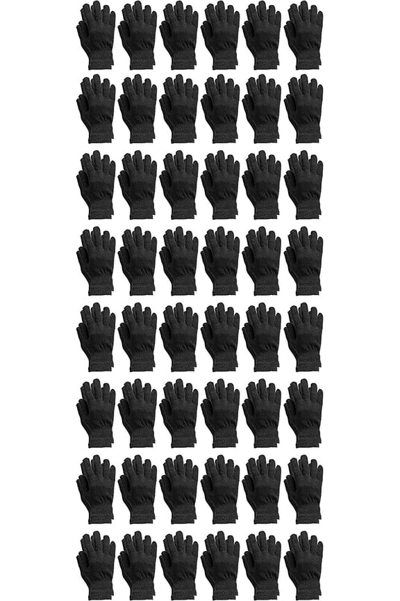 Winter Beanies & Gloves For Men & Women, Warm Thermal Cold Resistant Bulk Packs (48 PAIRS BLACK)