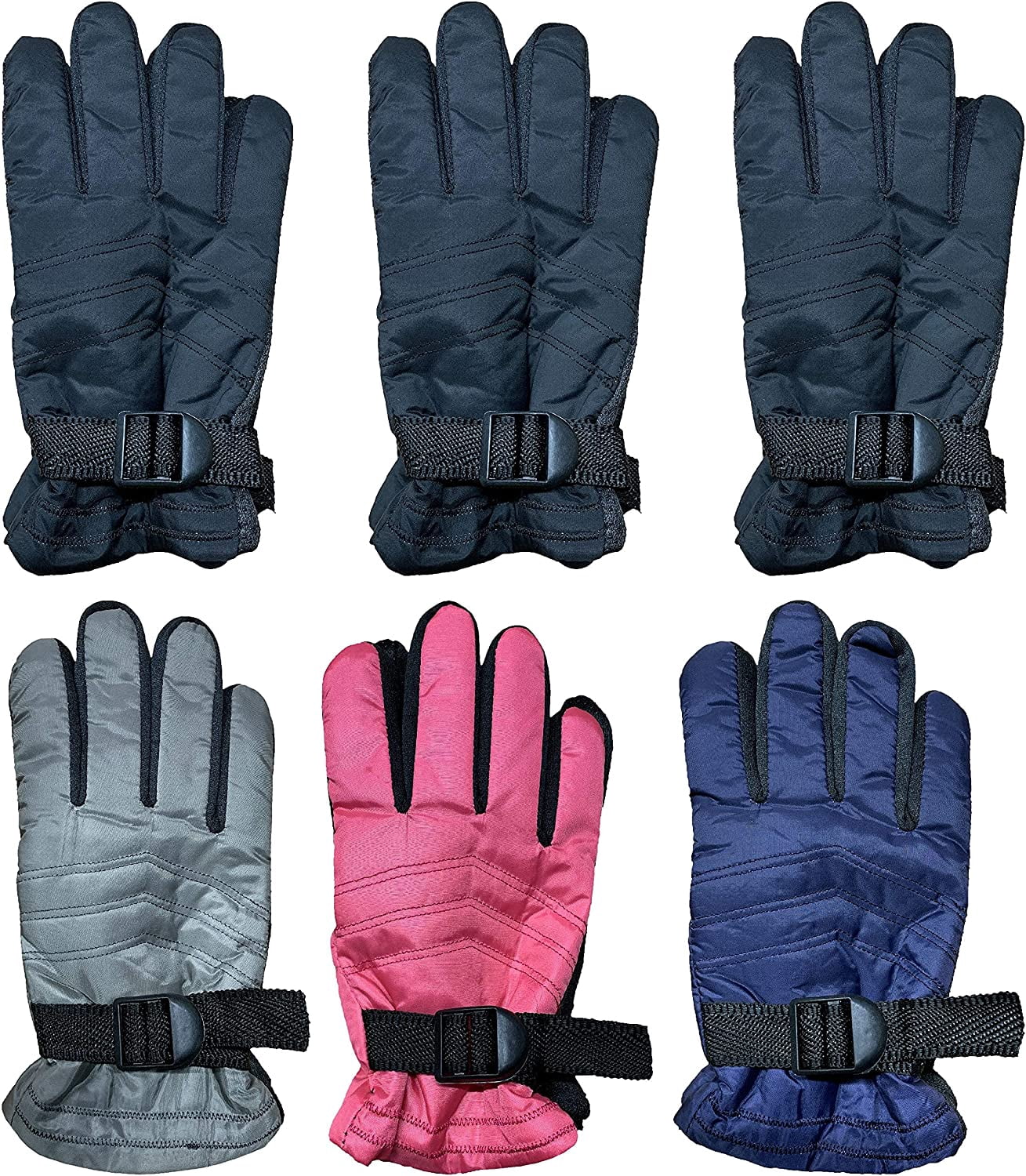SOCKS'NBULK Winter Ski Gloves Fleece Lined Adjustable Strap Water Resistant For Men, Women, Kids