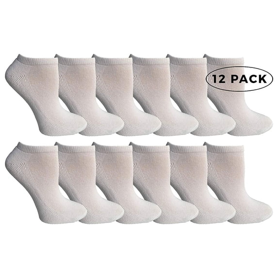 SOCKS'NBULK Women's No Show Socks, Soft Sports Socks In Bulk, (Size 9-11) (White, 12)