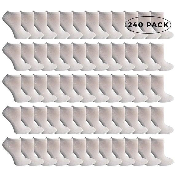 SOCKS'NBULK Women's No Show Socks, Soft Sports Socks In Bulk, (Size 9-11) (White, 240)