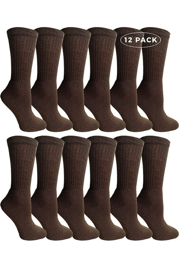 Womens Crew, Athletic Cotton Socks, Sports Casual 12 Pairs