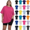thumbnail image 1 of SOCKS'NBULK 24 Pack Womens Oversized Cotton Blend T-Shirts, Crew Neck Short Sleeve Baggy Loose Tops Oversize Tees Color Assorted, Size 3X-Large, 1 of 6