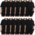 thumbnail image 1 of SOCKS'NBULK 12 Pack Womens Oversized Cotton Blend T-Shirts, Crew Neck Short Sleeve Baggy Loose Tops Oversize Tees Color Black, Size Small, 1 of 8