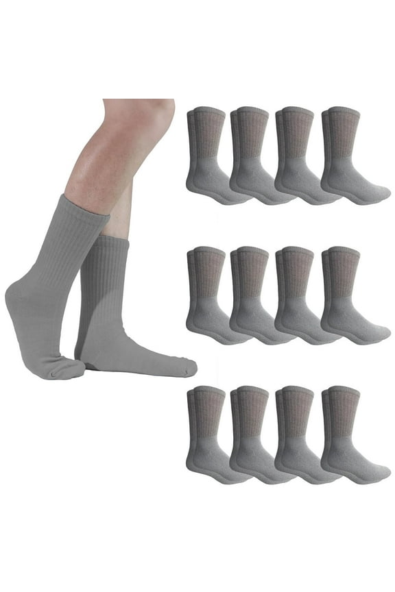 SOCKS’NBULK Womens Value Womens Bulk Lightweight Cotton Crew Socks, Homeless Donation Cheap, Wholesale Sock (12 Pairs Gray Crew)
