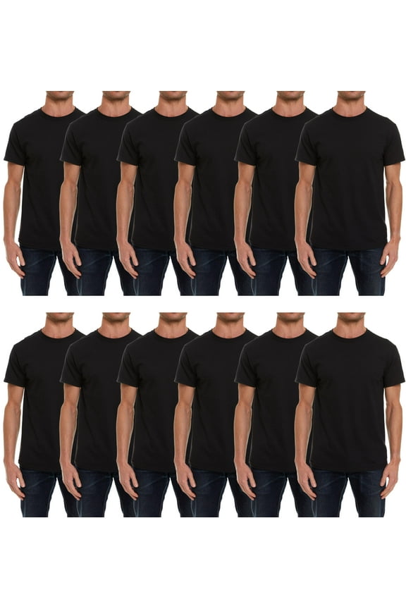 SOCKSN'BULK 12 Pack Plus Size Men Cotton T-Shirt Bulk Big Tall Short Sleeve Lightweight BLACK Tees
