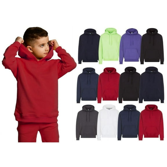 SOCKSN'BULK 12 Pack Wholesale Kids Hoodie Sweatshirts Bulk Hoodies for Children, Warm Hooded Shirt Boys Girls Unisex, Donations Camp