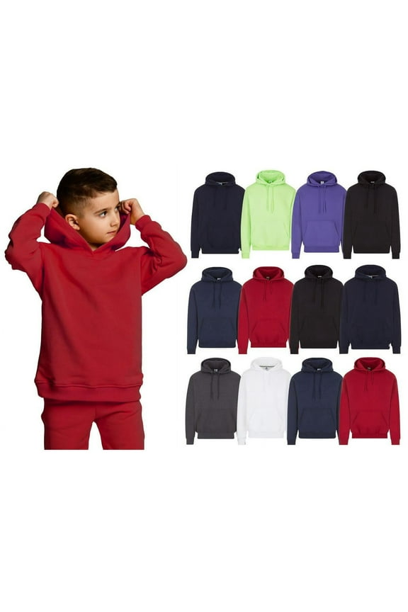SOCKSN'BULK 12 Pack Wholesale Kids Hoodie Sweatshirts Bulk Hoodies for Children, Warm Hooded Shirt Boys Girls Unisex, Donations Camp
