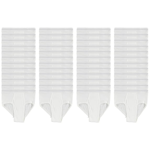 SOCKS'NBULK 48 Pack Boys Cotton Underwear Briefs, White Color Underpants for Children, Bulk Brief Wholesale Donation Homeless Charity Packs, Size (X-Large)