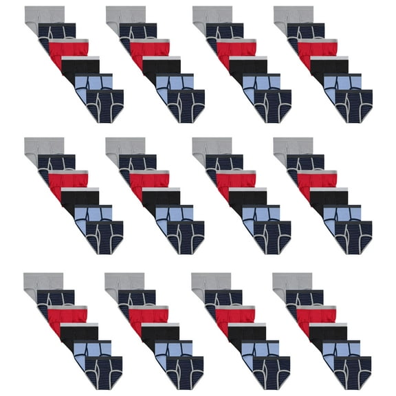 SOCKS'NBULK 72 Pack Boys Cotton Underwear Briefs, Assorted Colors Underpants for Children, Bulk Brief Wholesale Donation Homeless Charity Packs, Size (Small)