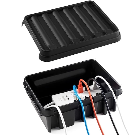 SOCKiTBOX - The Original Weatherproof Connection Box - Large Indoor and Outdoor Electrical Power Cord Enclosure - Black - Large