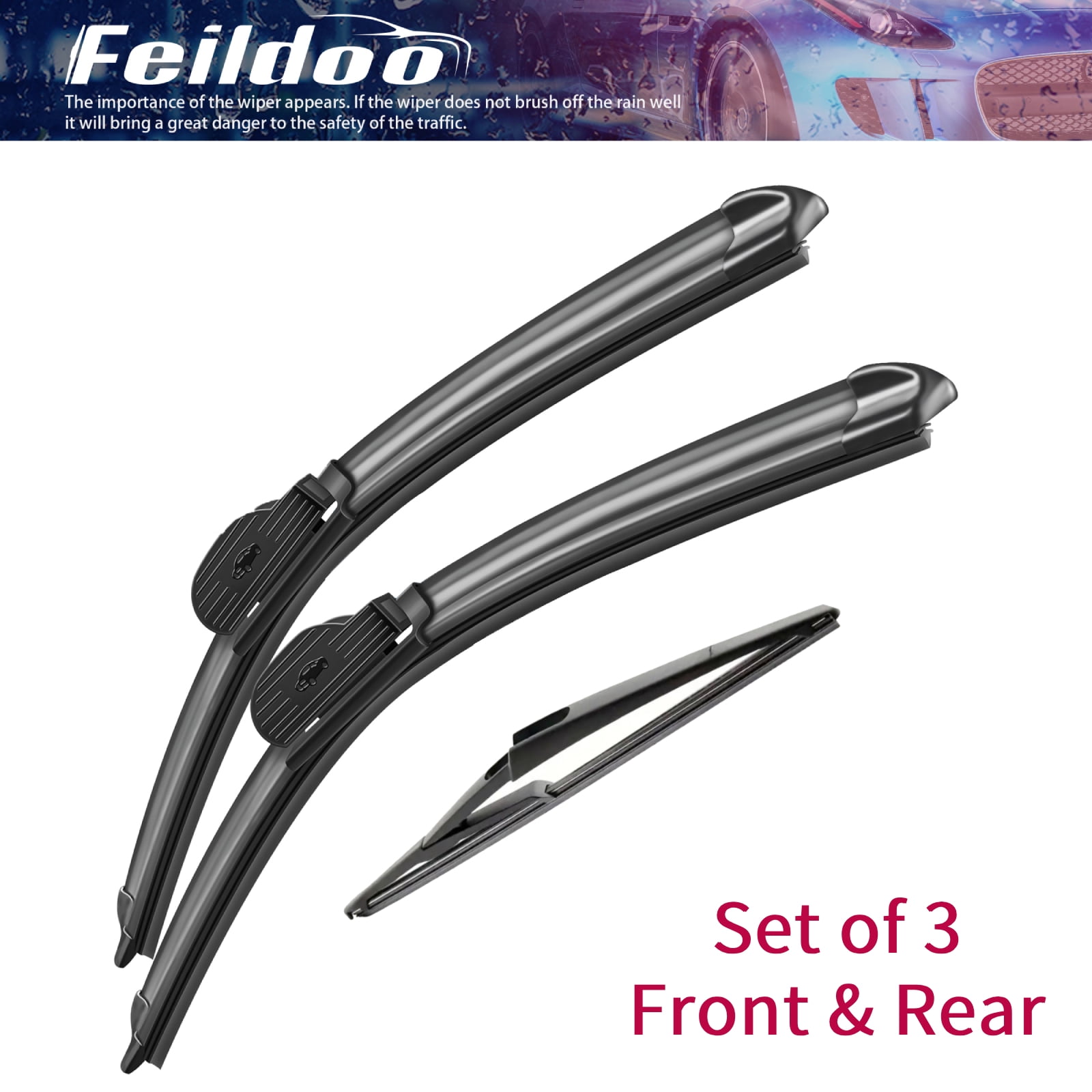 SOCOOL 22"+14"+12L Front and Rear Windshiled Wiper Blades Fit For Nissan Juke 2017-2011, 3PCS for Car Window, Y21H1I7S