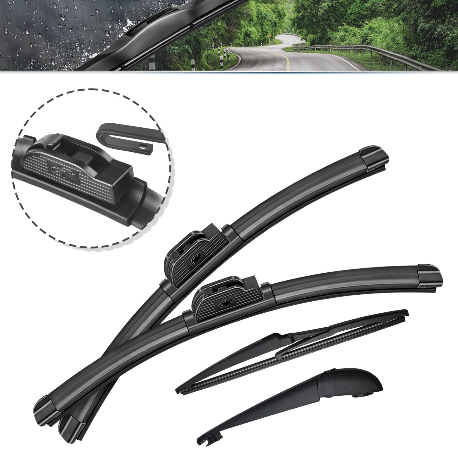 SOCOOL 24"+17"+12"+10.1" Wiper Blades Compatible with Toyota RAV4 2006-2012, Front Rear Windshield Wiper Blades with Arm (Pack of 4),Y02Z0Q6W