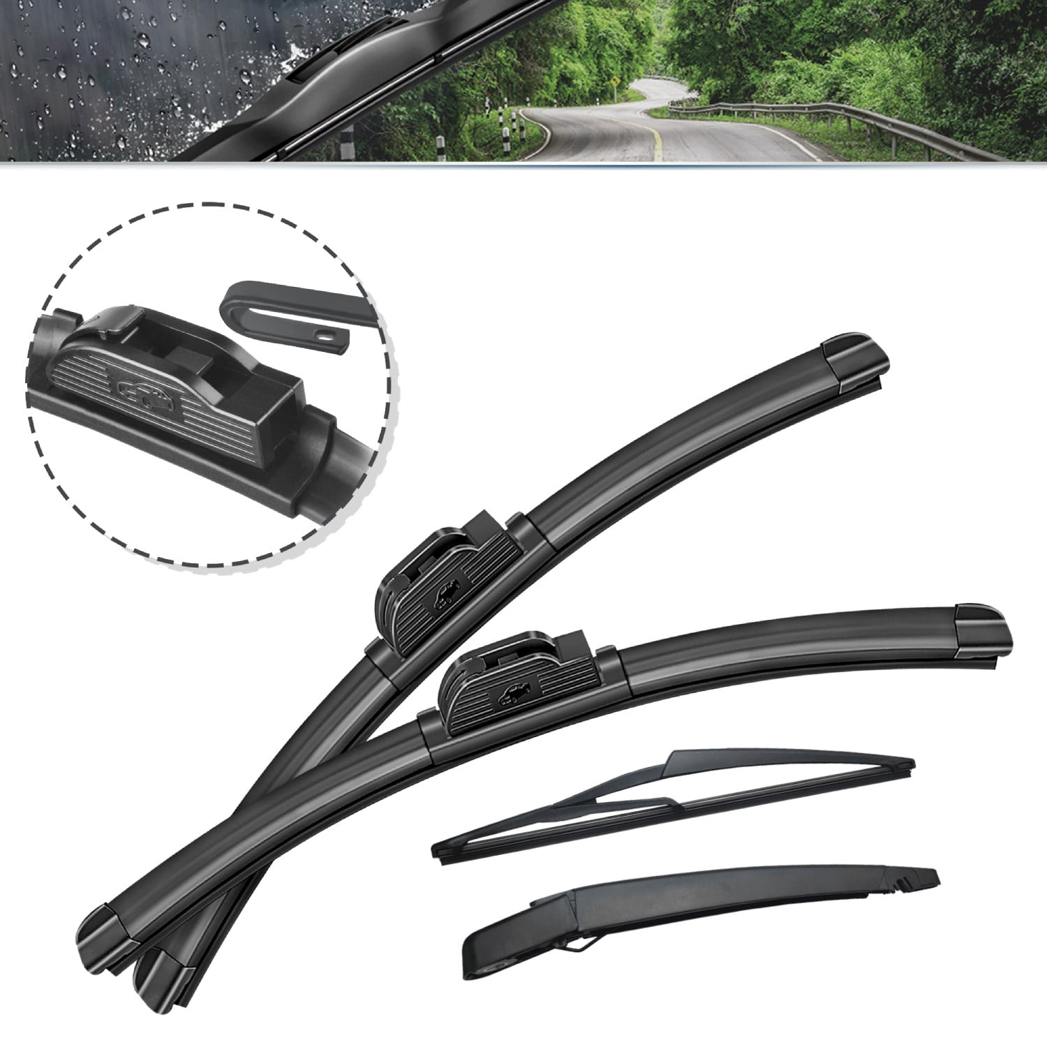 SOCOOL 26"+14"+12"+11.6" Wiper Blades Compatible with Nissan Rogue 2008-2013, Front Rear Windshield Wiper Blades with Arm (Pack of 4),Y01Y9Y4W