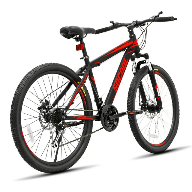 SOCOOL 26" Road Bike, Shimano 21 Speeds, Light Weight Aluminum Frame, Mountain Bike for Men -Black & Red, ZA922BK