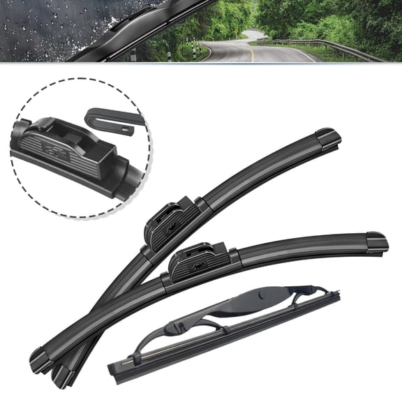 SOCOOL 3 wipers Fit For Dodge Caliber 2012, Front Rear Windshield Wiper Blades Replacement 24+17+S10 (Set of 3),Y04W6M8W
