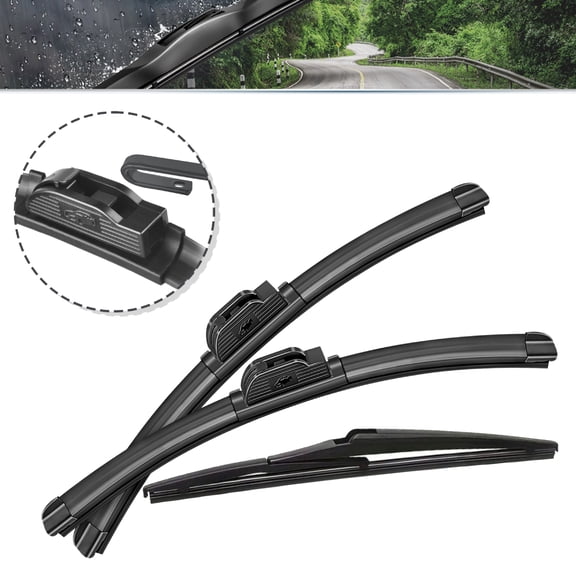 SOCOOL 3Pcs Front & Rear Windshield Wiper Blades Fit For Kia Soul 2014-2018 (Pack of 3)24"+19"+11A, Y28M933B