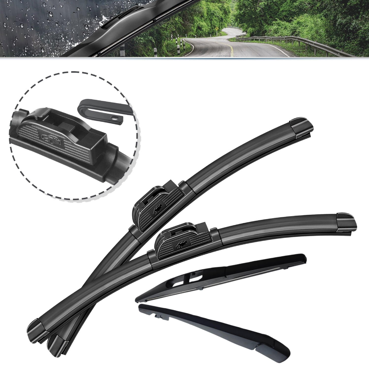 SOCOOL 4PCS Windshield Wiper Blades Fit For Suzuki SX4 2013-2007, Wiper Blades with Rear Arm, 26"+14"+10"+10", Y24K9T0G