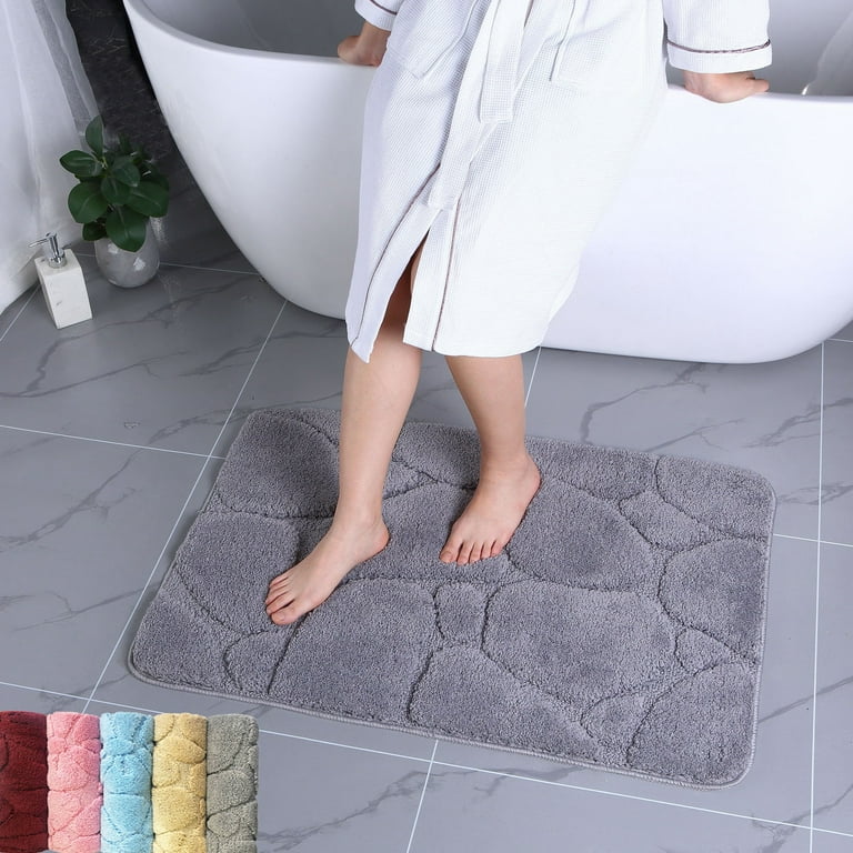 SOCOOL Bath Mat Soft Non Slip Super Water Absorbing Bathroom Mats (Grey  Stone, 24x36),DM3484D 