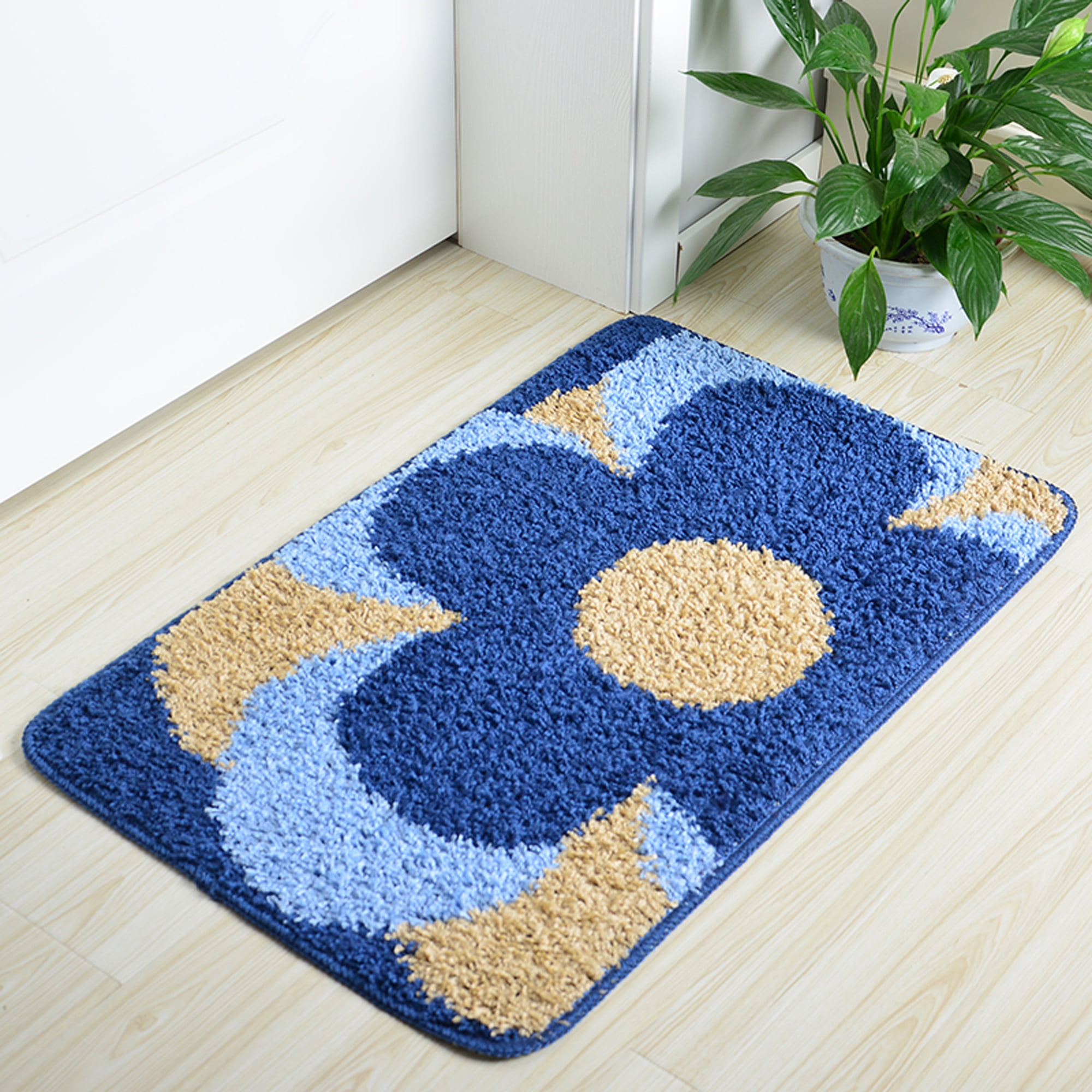 Front Door Mat Welcome Mats, SOCOOL Indoor Outdoor Rug Mats for Shoe  Scraper, Ideal for Inside Outside Home High Traffic Area, 47 x 32 Blue  Yellow Flower,DM2509M 