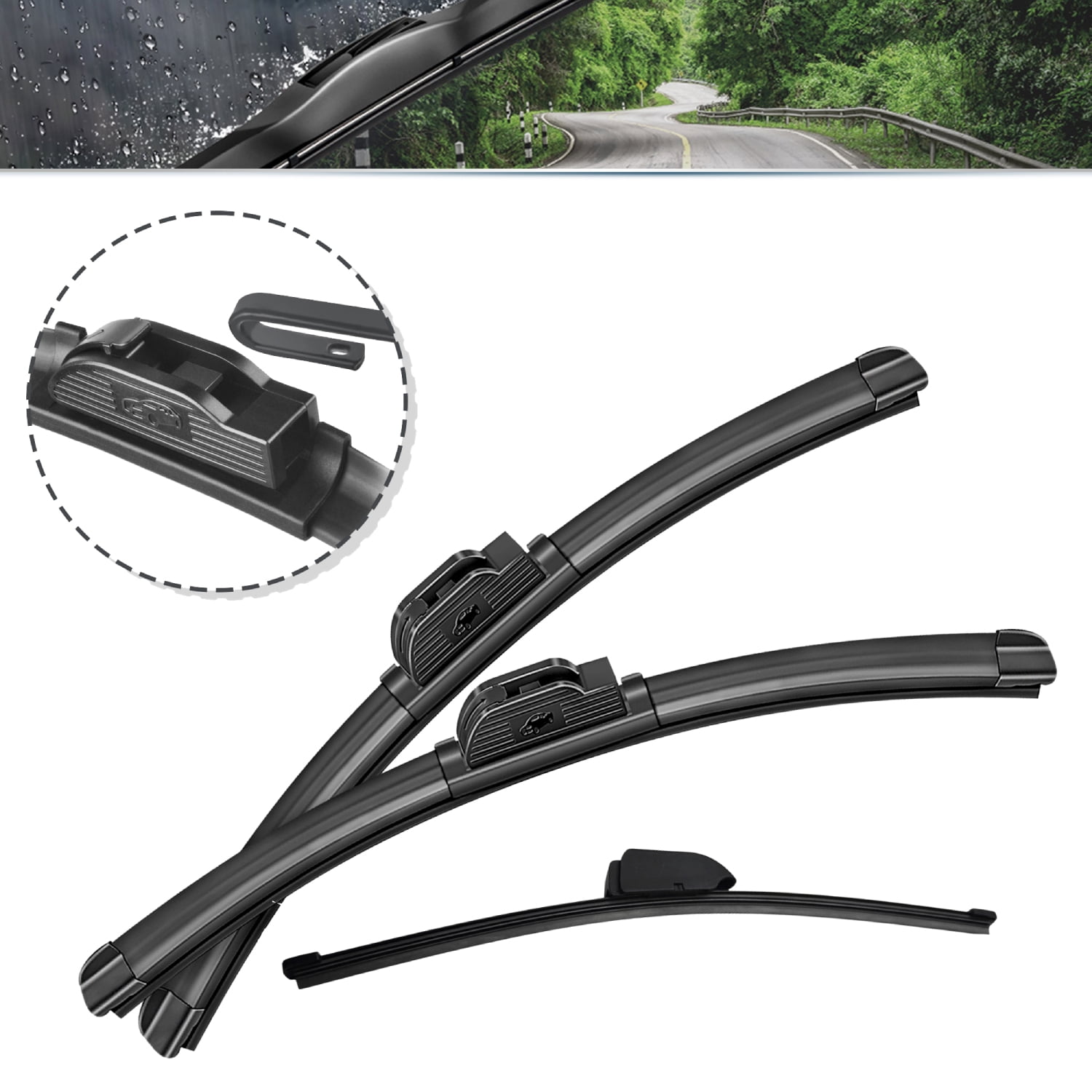 SOCOOL Fit For 2014-2018 Forte5 Kia, 28"+14"+13X, 3PCS For Front and Rear Windshield Wiper Blades, Y24H7X10S