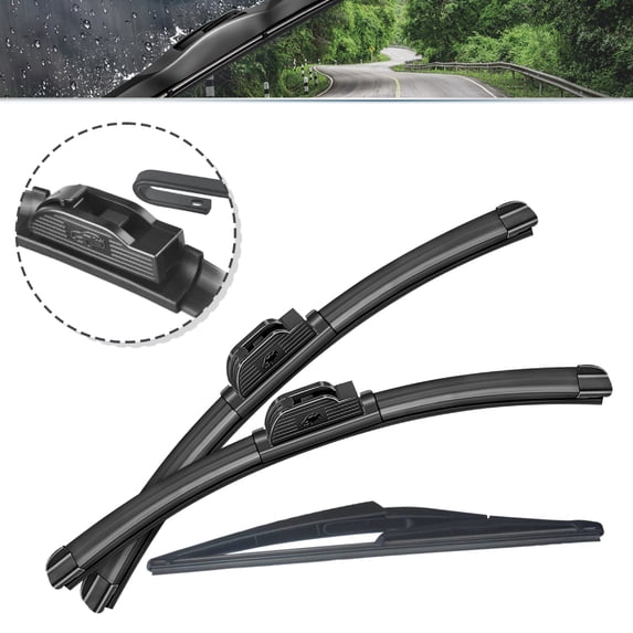 SOCOOL Front and Rear Windshiled Wiper Blades Fit For Jeep Wrangler 2017-2007, 14"+14"+12L, 3PCS for Car Windscreen Wiper Blades, Y29C3A5S