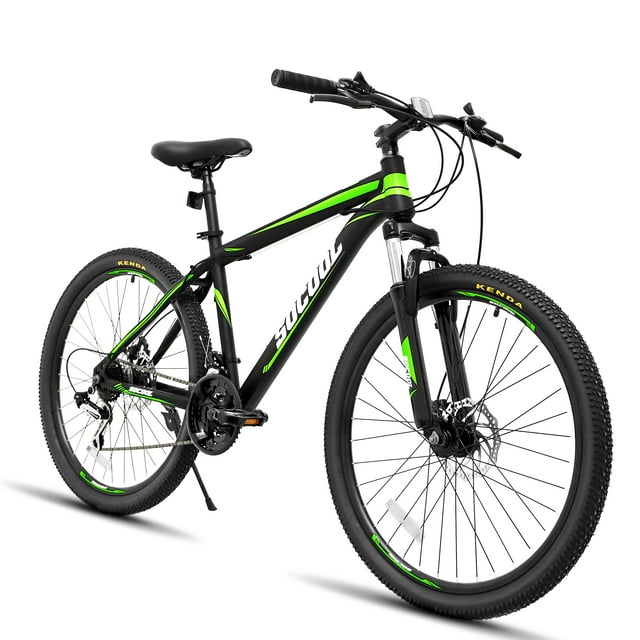SOCOOL Mens and Womens Road Bike, 26-Inch Wheels, Lightweight Aluminum Frame -Black & White & Green, FU2116BK