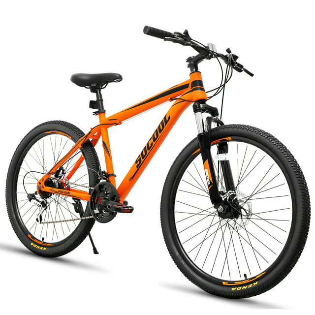 SOCOOL Mens and Womens Road Bike, 26-Inch Wheels, Lightweight Aluminum Frame -Orange & Black, ZA454BK